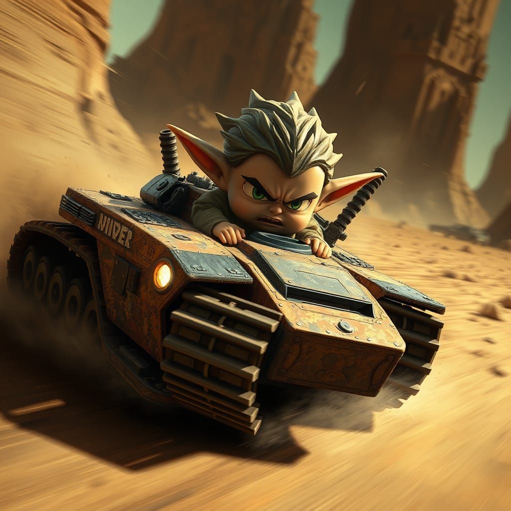 Chibi Jedi Races Through Wasteland in Mad Max Style