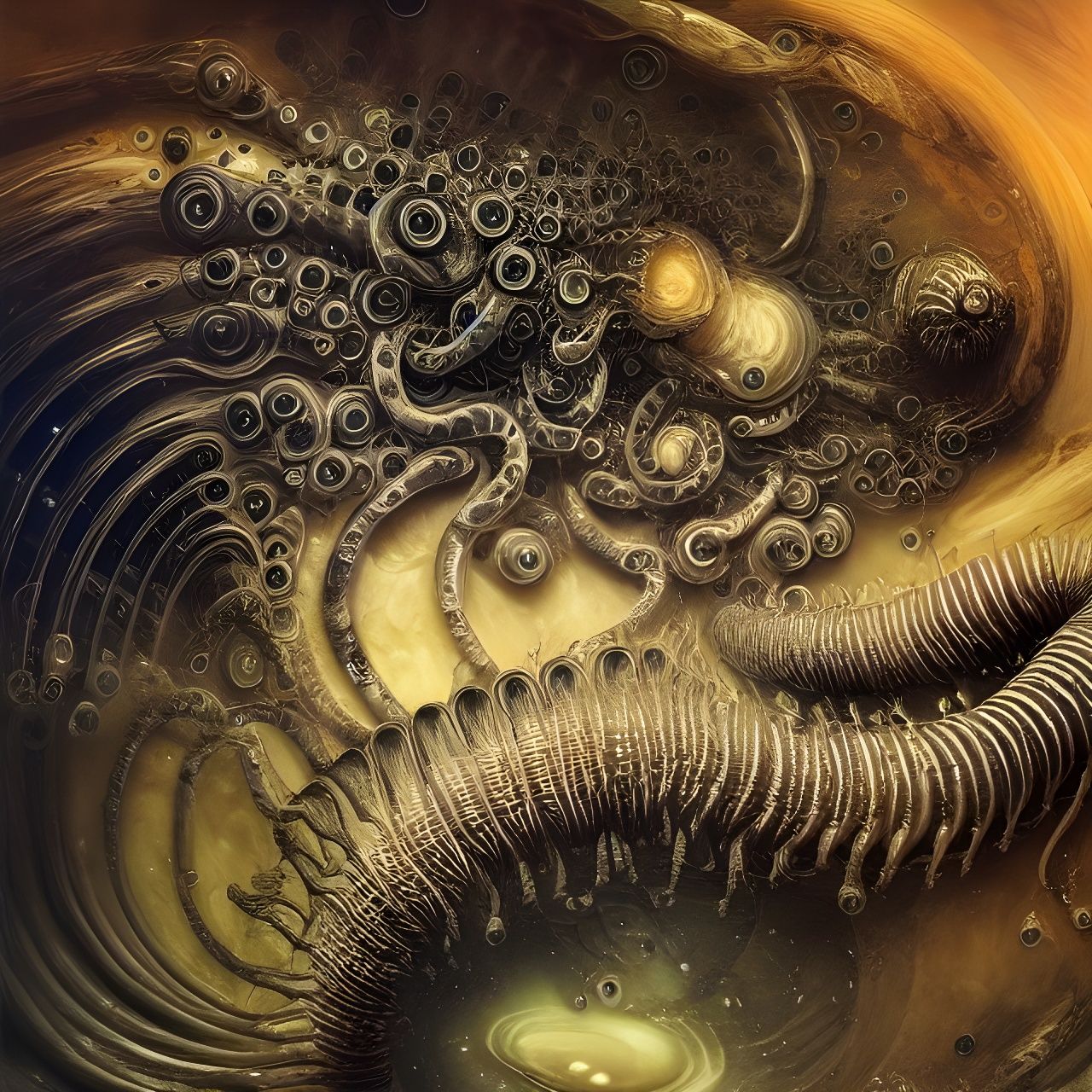 Terrifying Liquid Millipede with Cymatic Structures