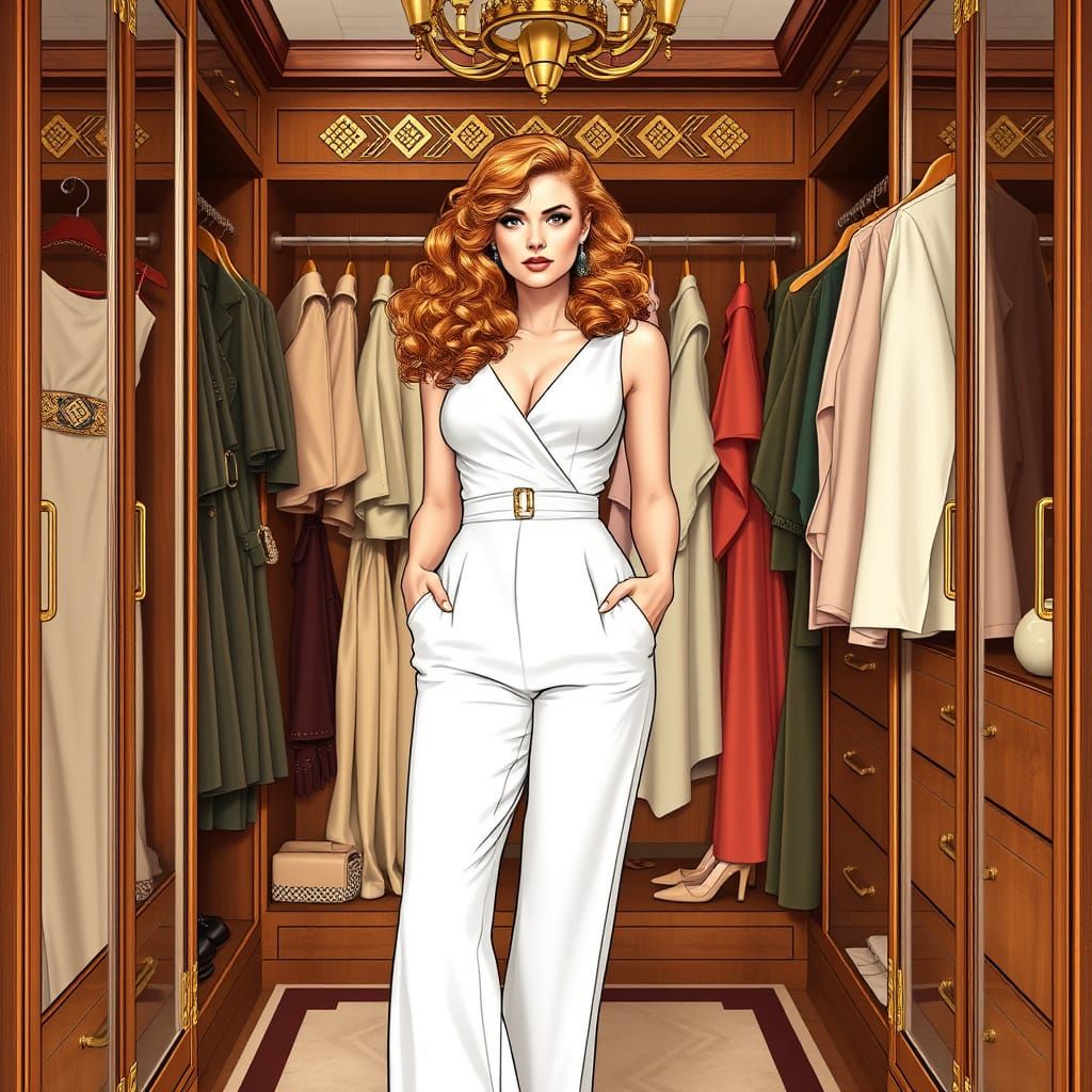 Elegant Art Deco Woman in Closet, Inspired by Tamara de Lemp...