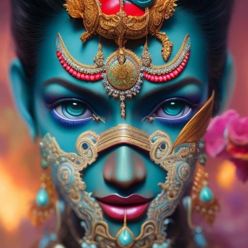 Detailed Portrait of Krishna in Fantasy Art Style
