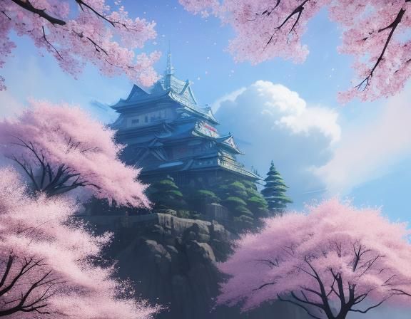 Crystal Sakura Tree Street Art in Anime Style