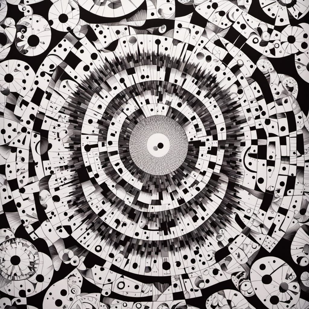 Femme Blonde in Binary Art Style with QR Code and Barcode De...