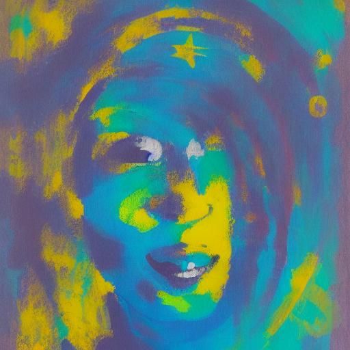 Woman Smiles in Vibrant Duotone Abstract