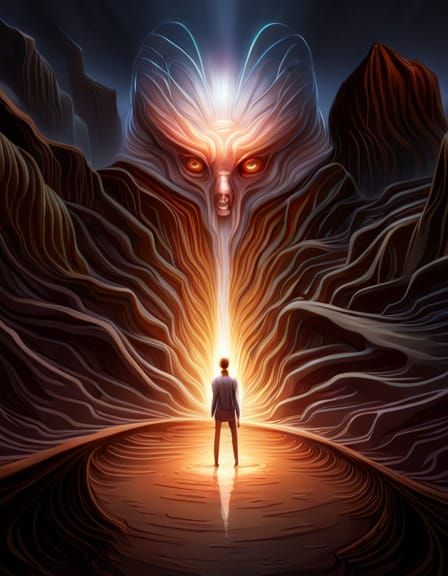 Immortal Neuron in Sci-Fi Landscape: Digital Painting