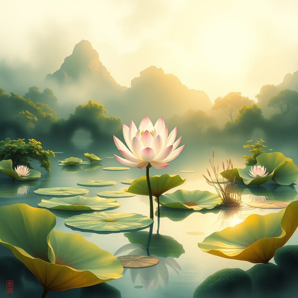 Lotus Flower in Golden Light