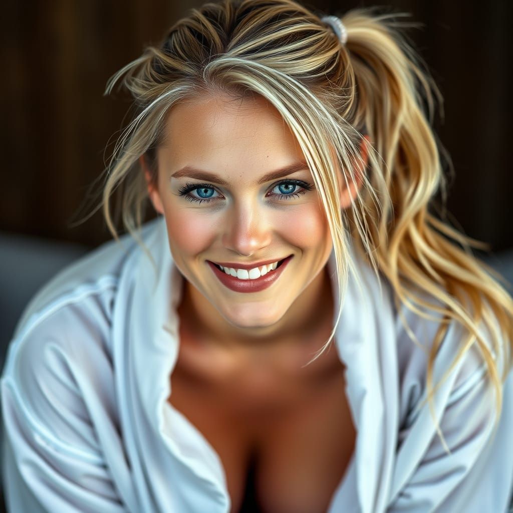 Gentle Young Woman in Relaxed Studio Pose