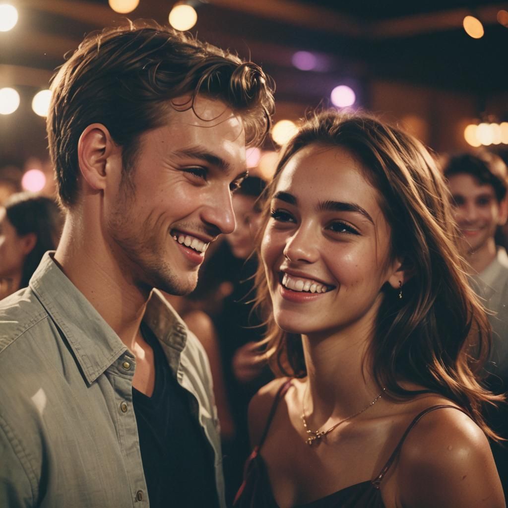 Animated Dance Floor Conversation in Cinematic Style