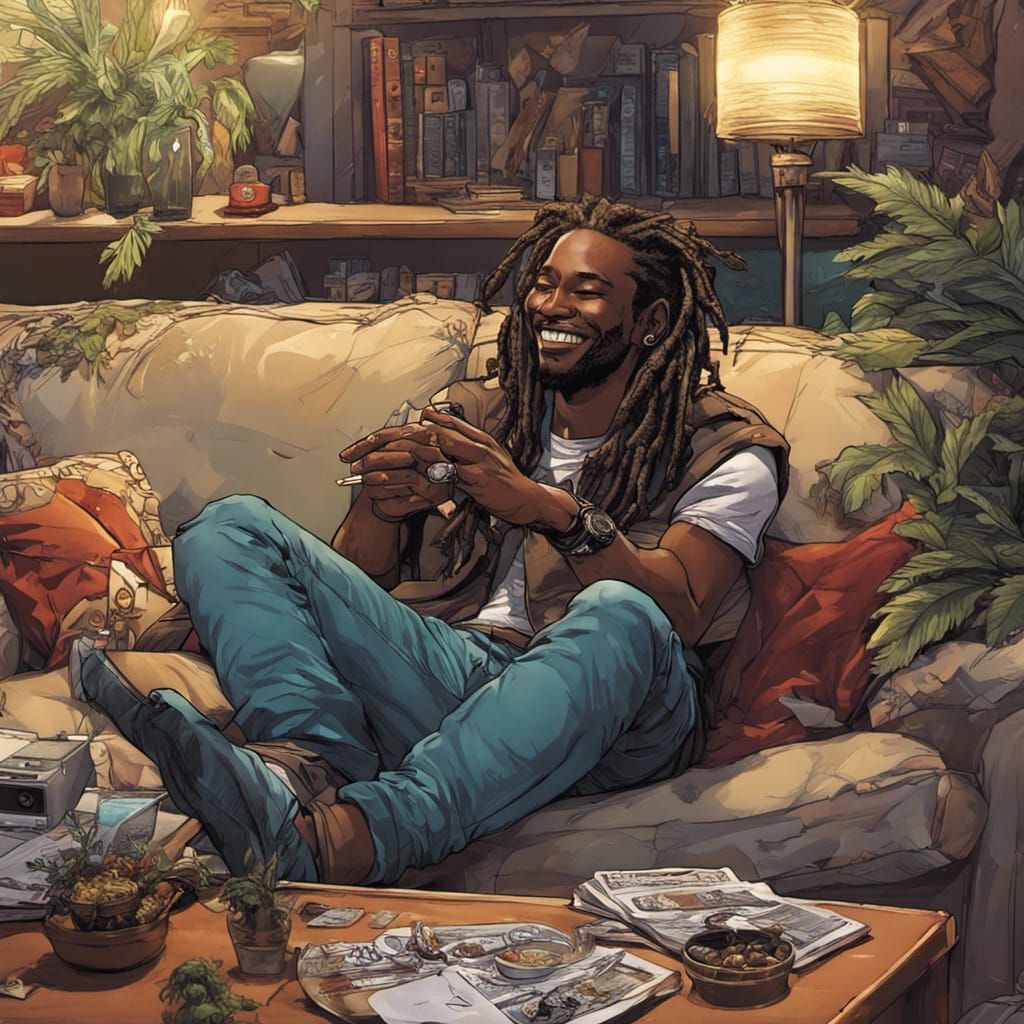 Magical Musician Relaxing: Comic Book Art