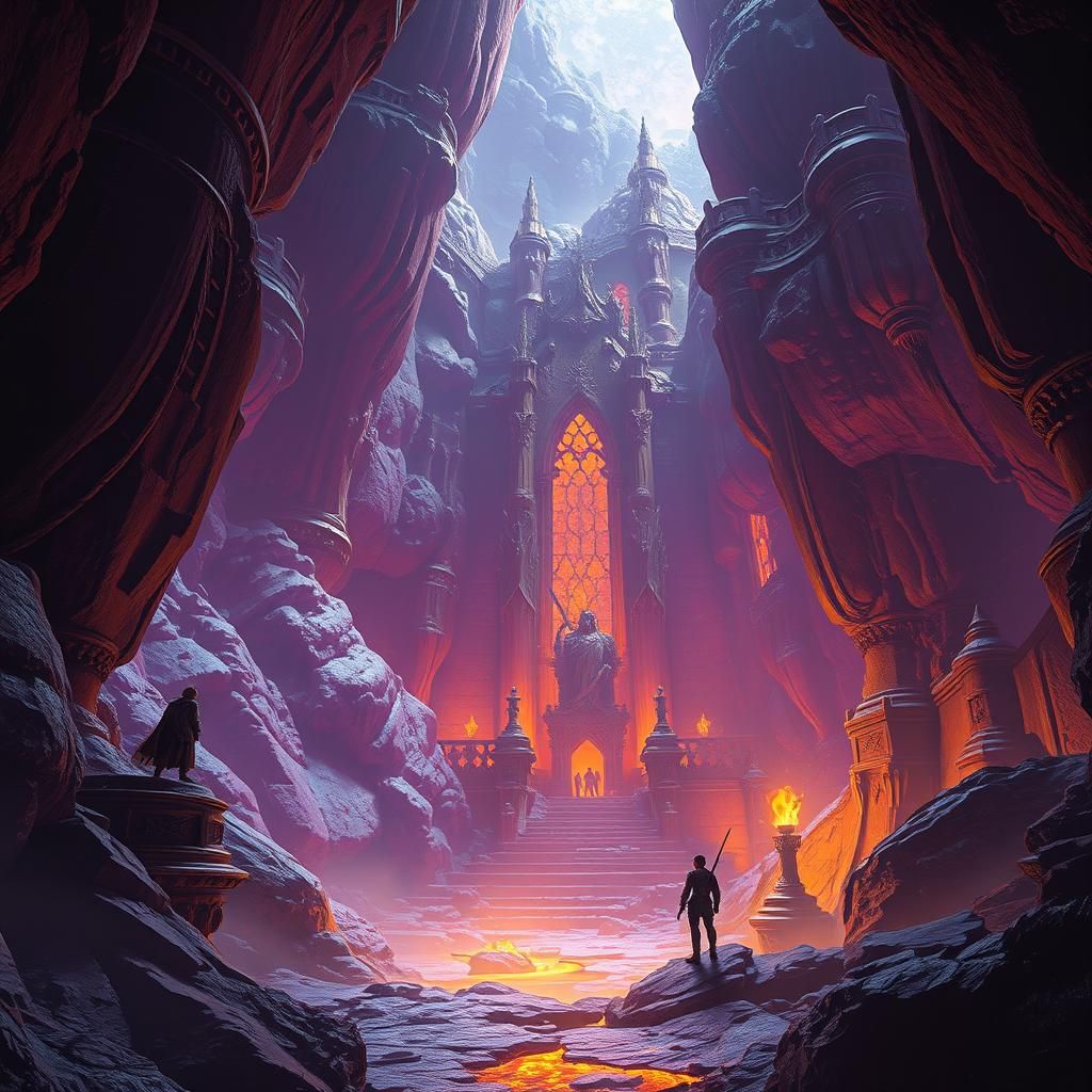 Dark Fantasy Volcanic Temple Concept Art