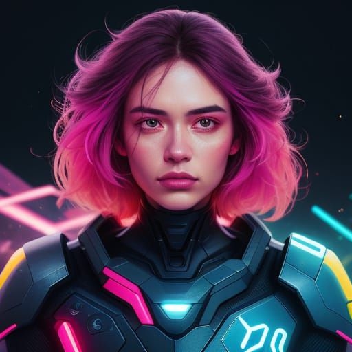 Sci-Fi Girl Portrait in Vibrant Digital Art