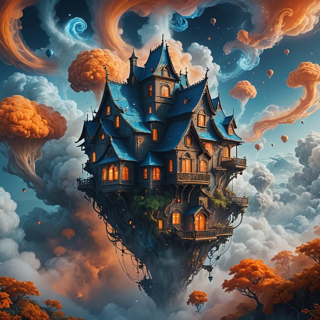 Surreal House from Another Dimension in Fantasy Style