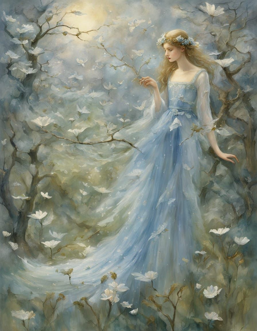 Ethereal Fairy in Icy Blue Gown