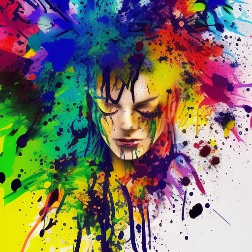 Hyperrealistic Ink Splatter Splash Art in Tunnels