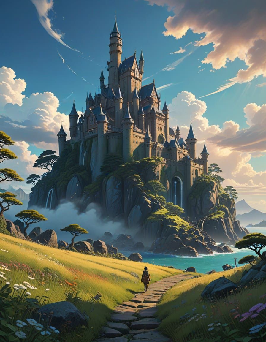 Miyazaki-Inspired Anime Castle Wonders Through a Dreamy Land...