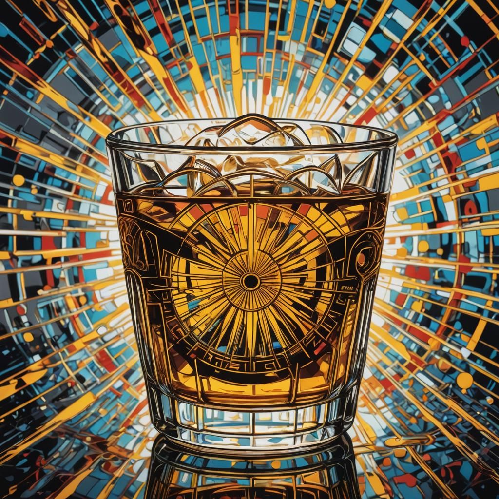 Pop Art Rum Glass with Symbols of Rebirth