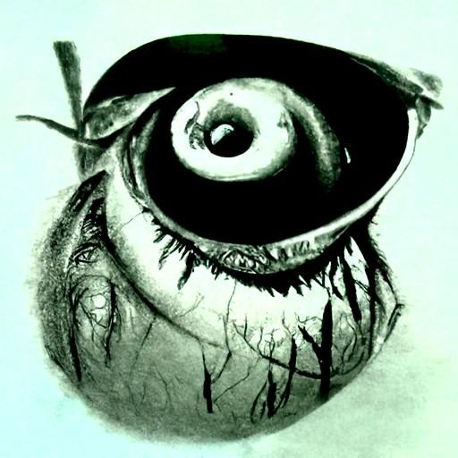 Hyperrealistic Eyeball Pencil Sketch in Horror Style