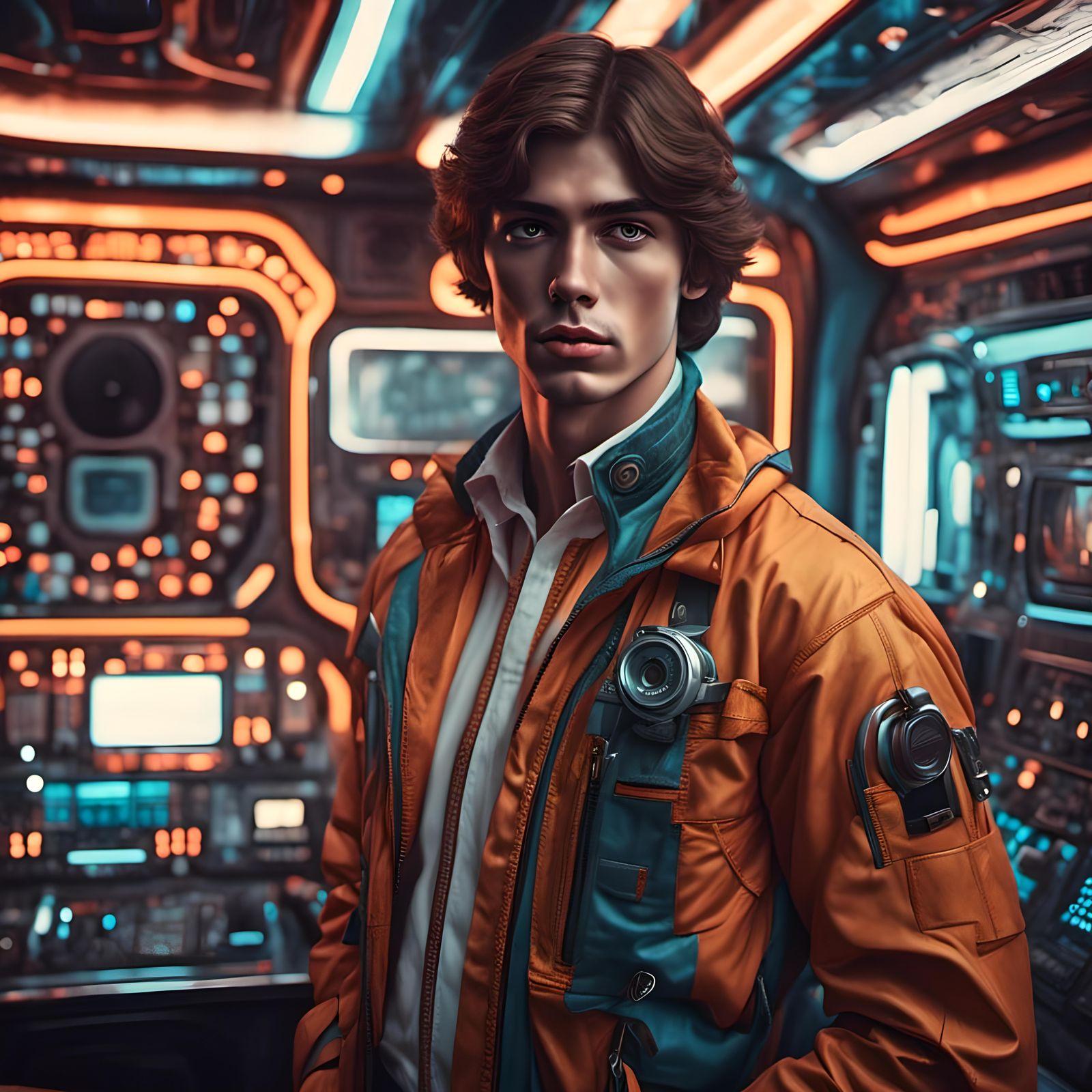 Sci-Fi Portrait of a Handsome Star from the 1970s
