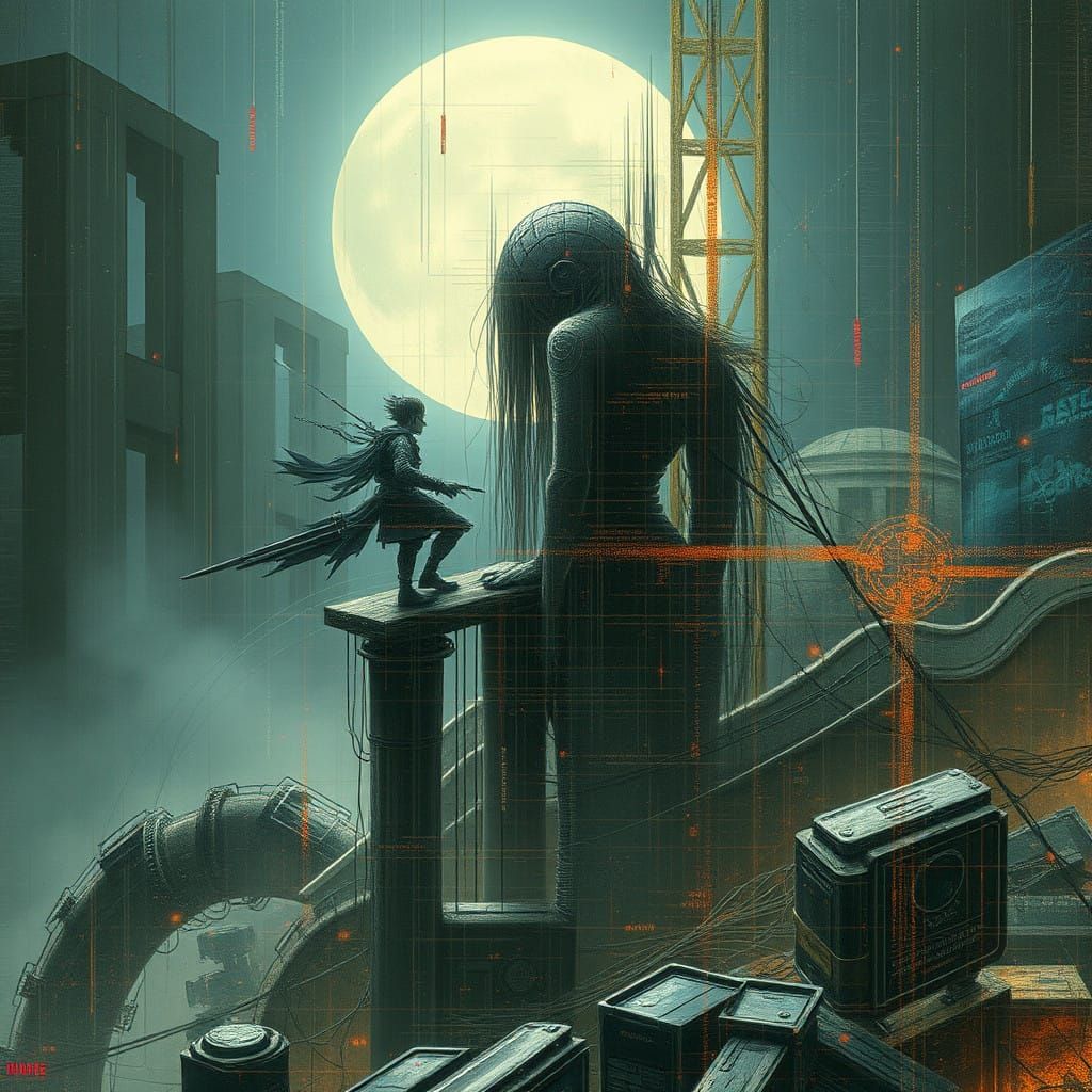 Biopunk Cyberpunk Goddess in Glitchcore Art