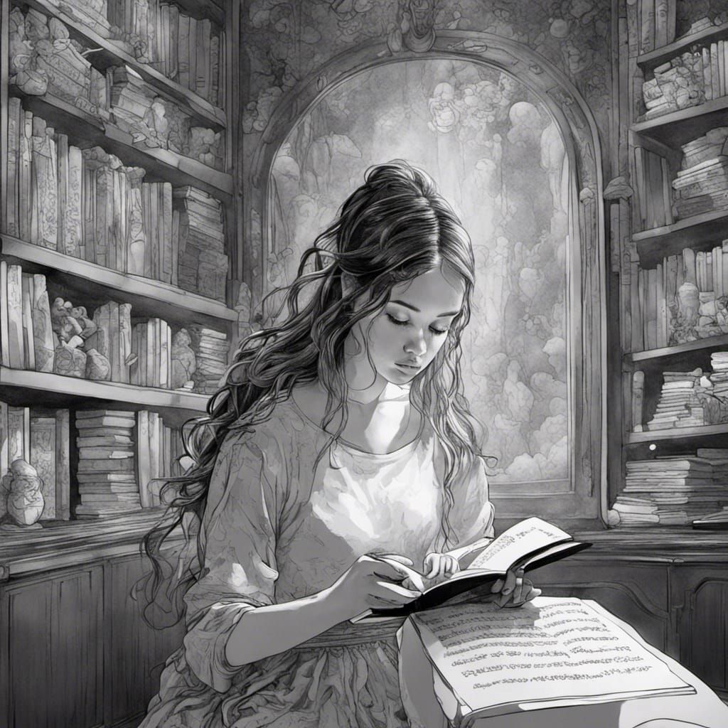 Girl Reading: Fantastical Colors in Monochrome