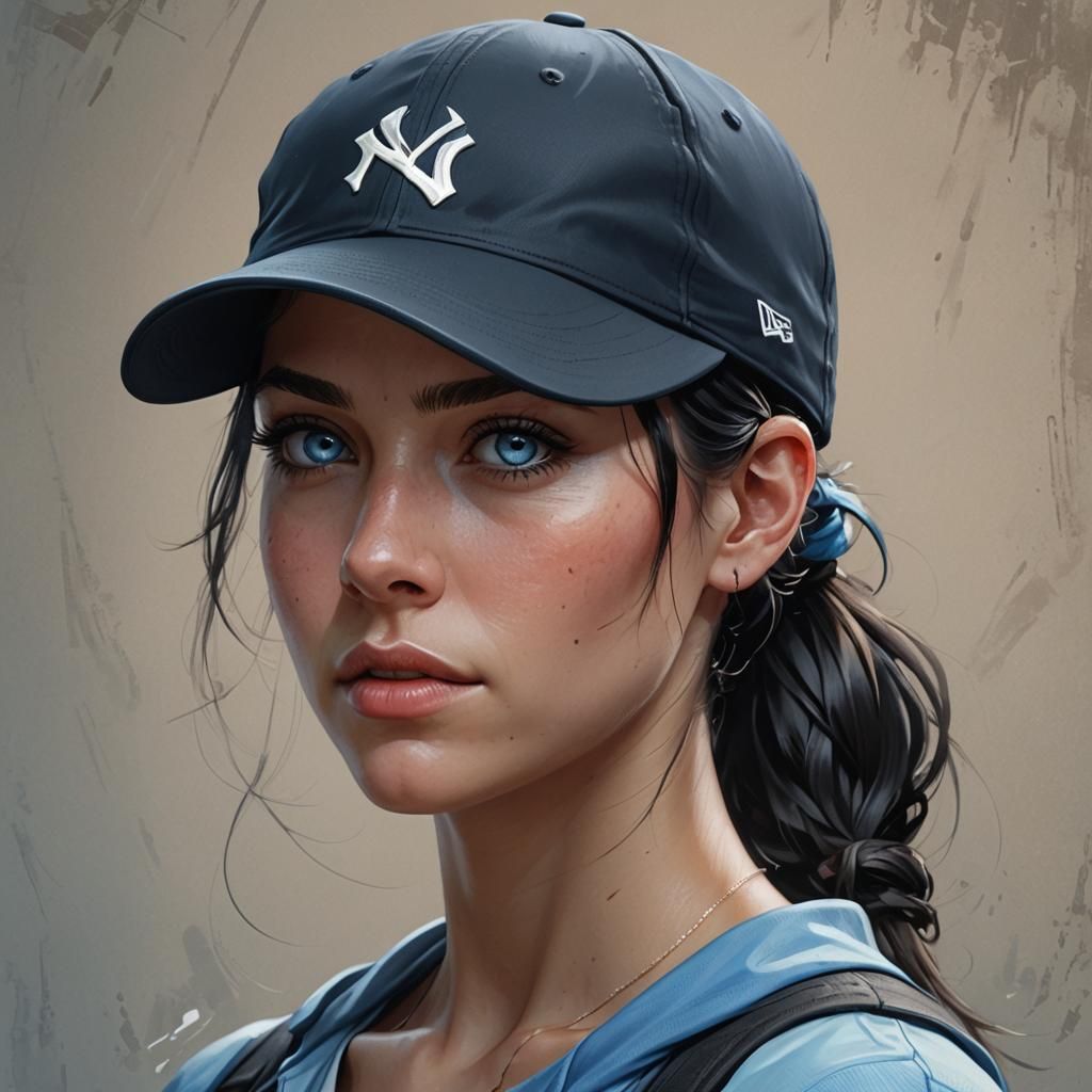 Detailed Portrait of Woman in Baseball Cap
