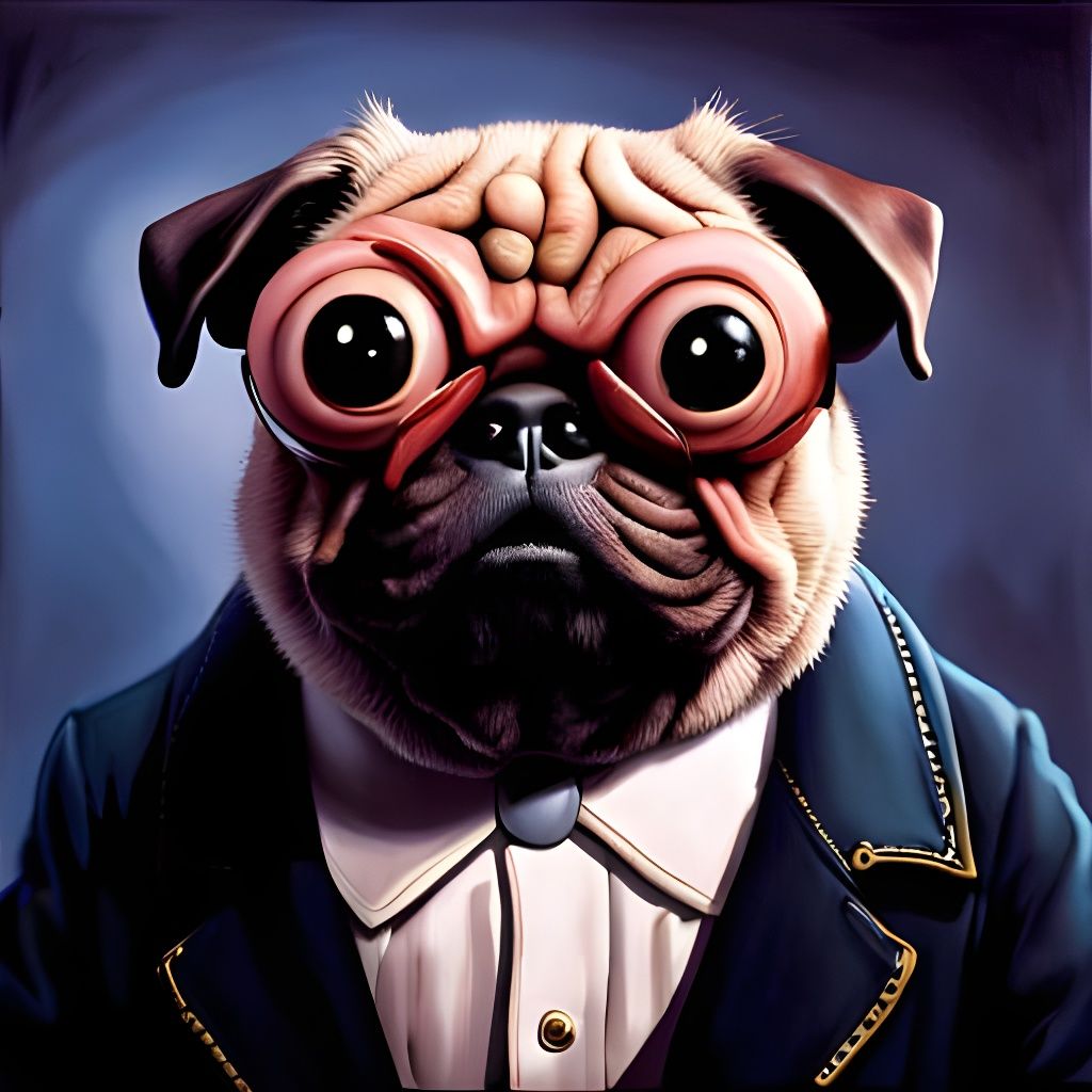 Grotesque Pug Film Still in Horror Style