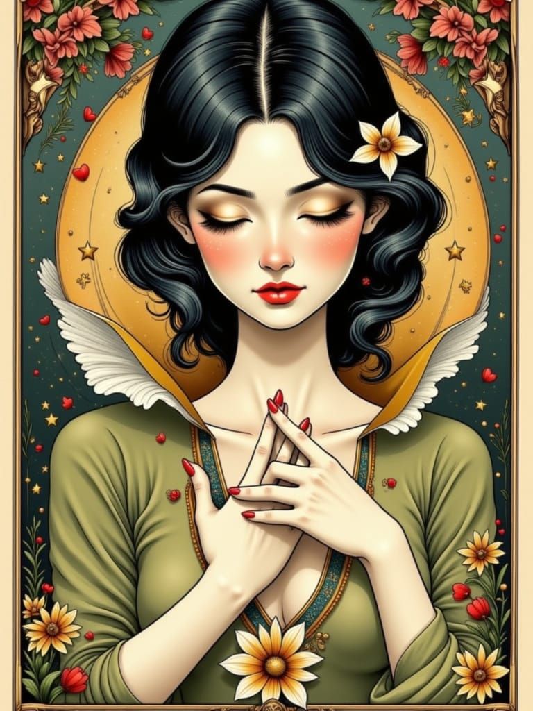 Snow White Neo Traditional Tarot Card Art