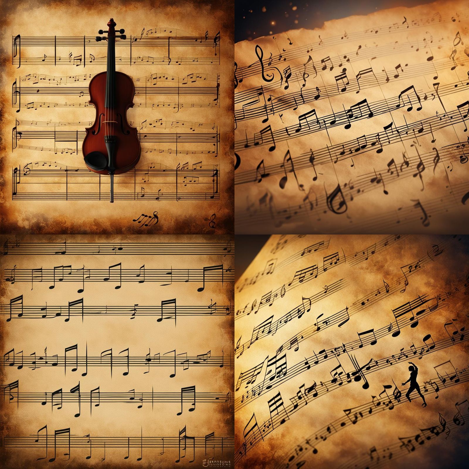 Dancer Silhouettes Emerge From Classical Music Sheet