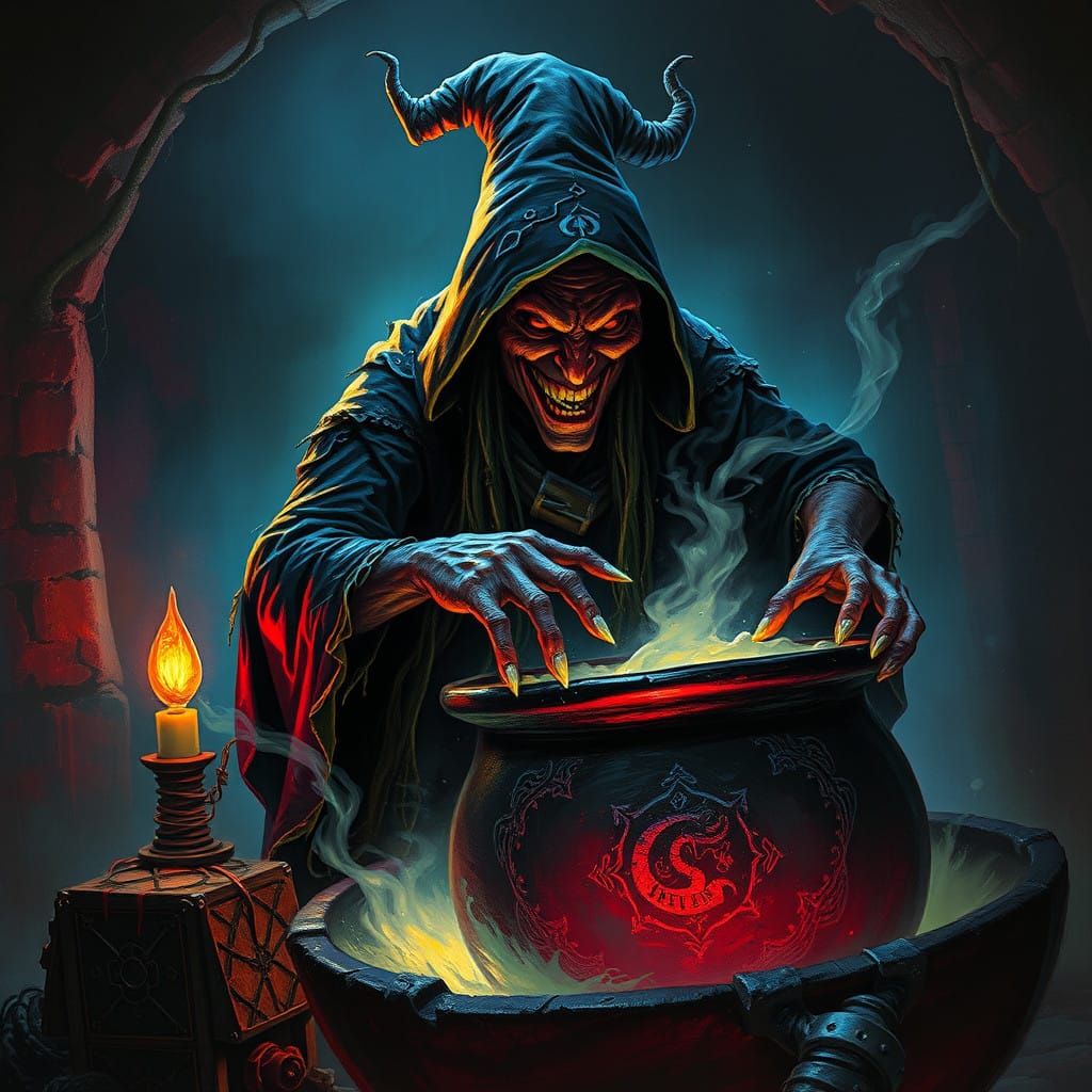 Dark Fantasy Witch Concocts Malevolent Brew
