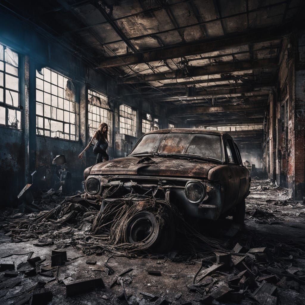 Gritty Urban Decay in Neon Shadows