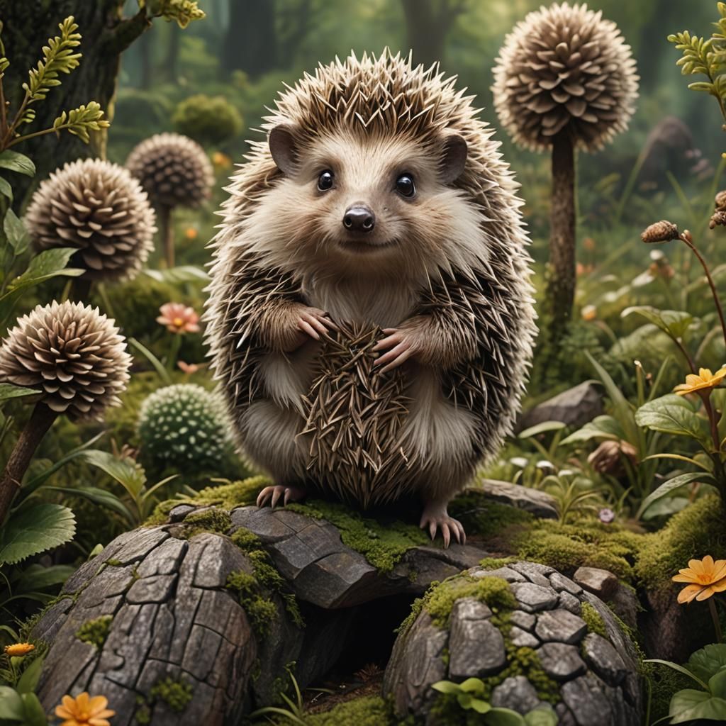 Cute Hedgehog in Detailed Matte Painting