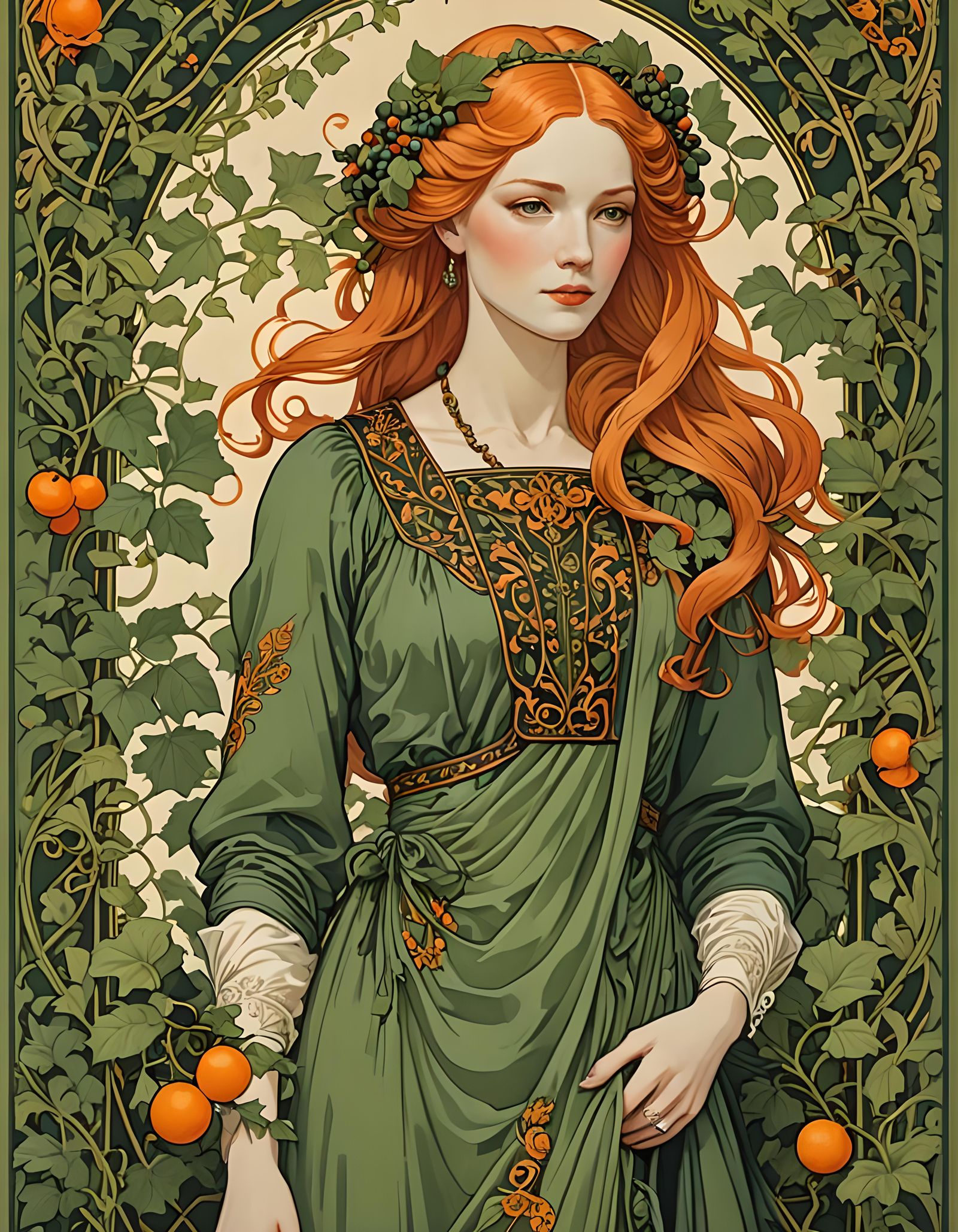 Art Nouveau Poster of Woman with Orange Hair