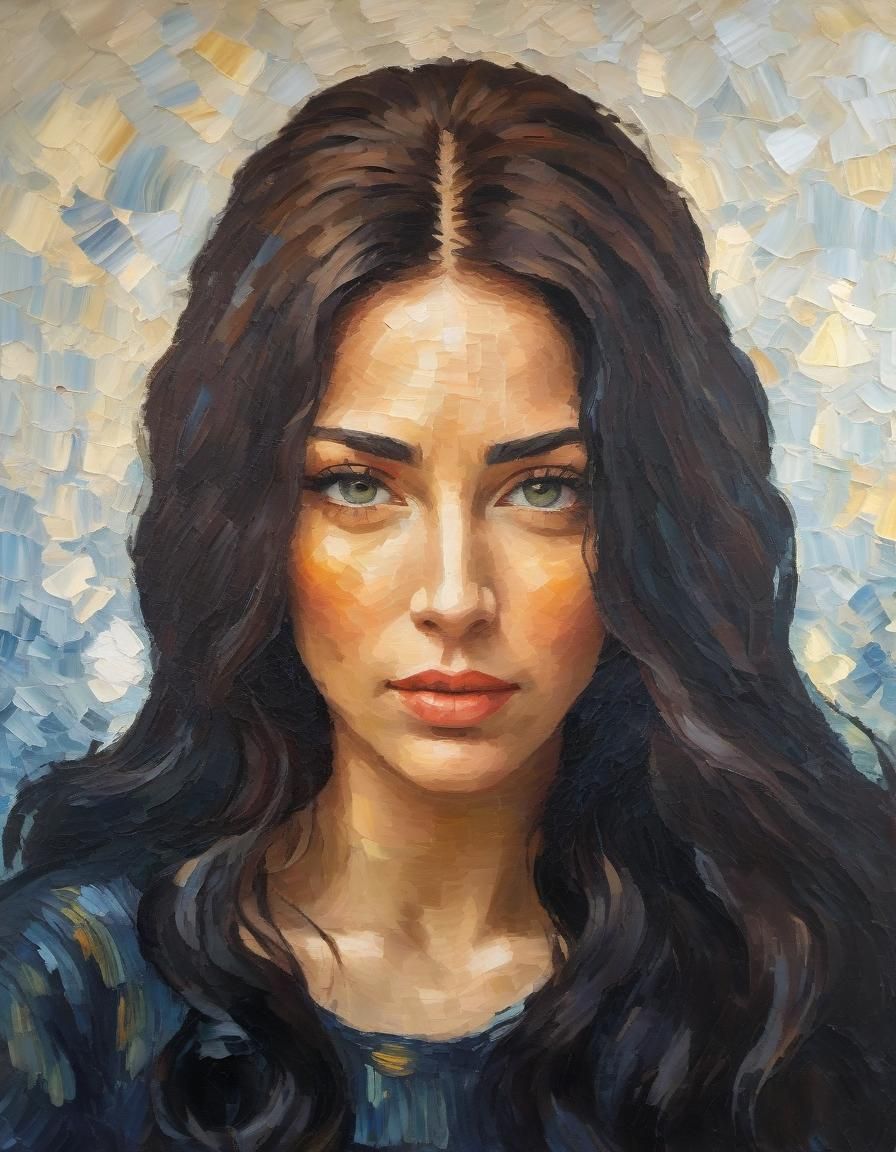Stunning Woman in Post-Impressionist Impasto Oil Painting