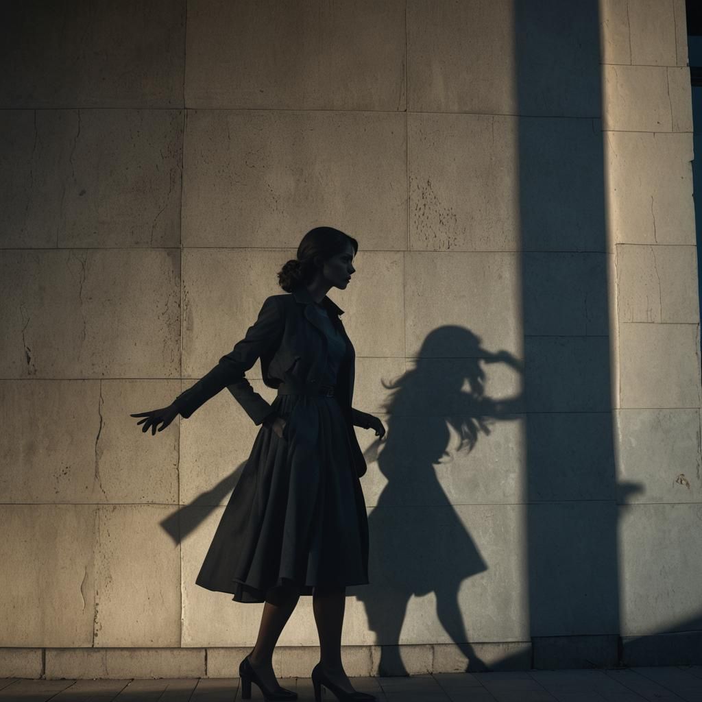 Ominous Shadow on Bank Wall in Dark Fantasy Style