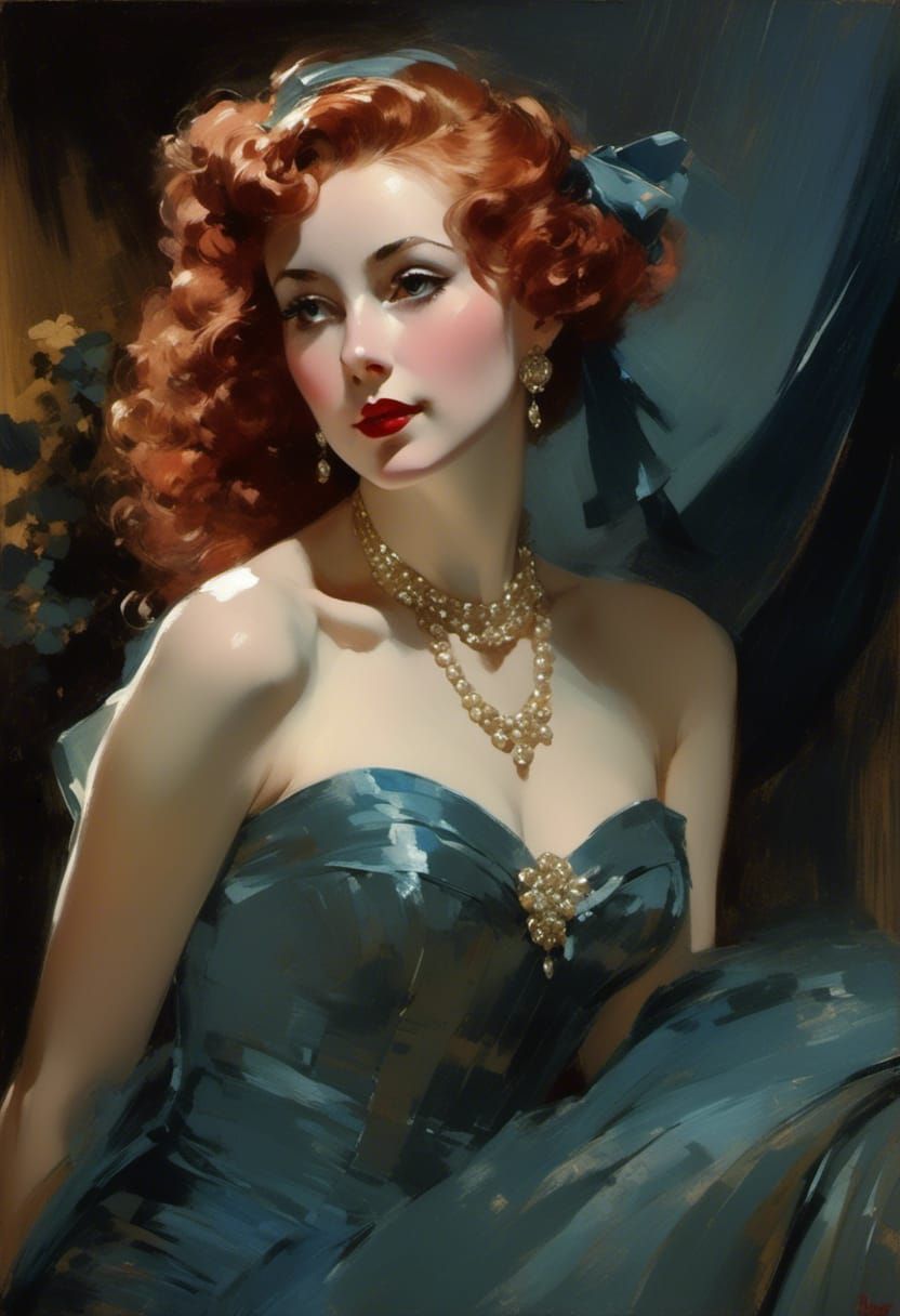 New Year's Woman in Blue, Edward Cucuel Style