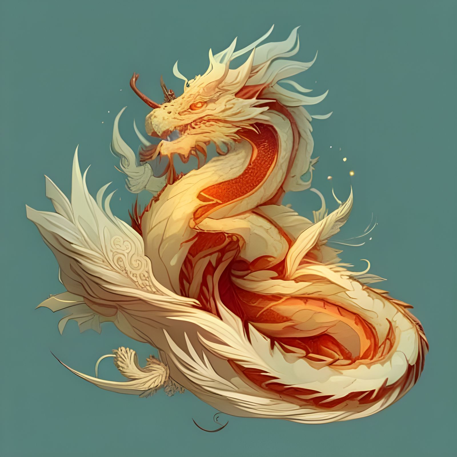 White- Gold Eastern Dragon