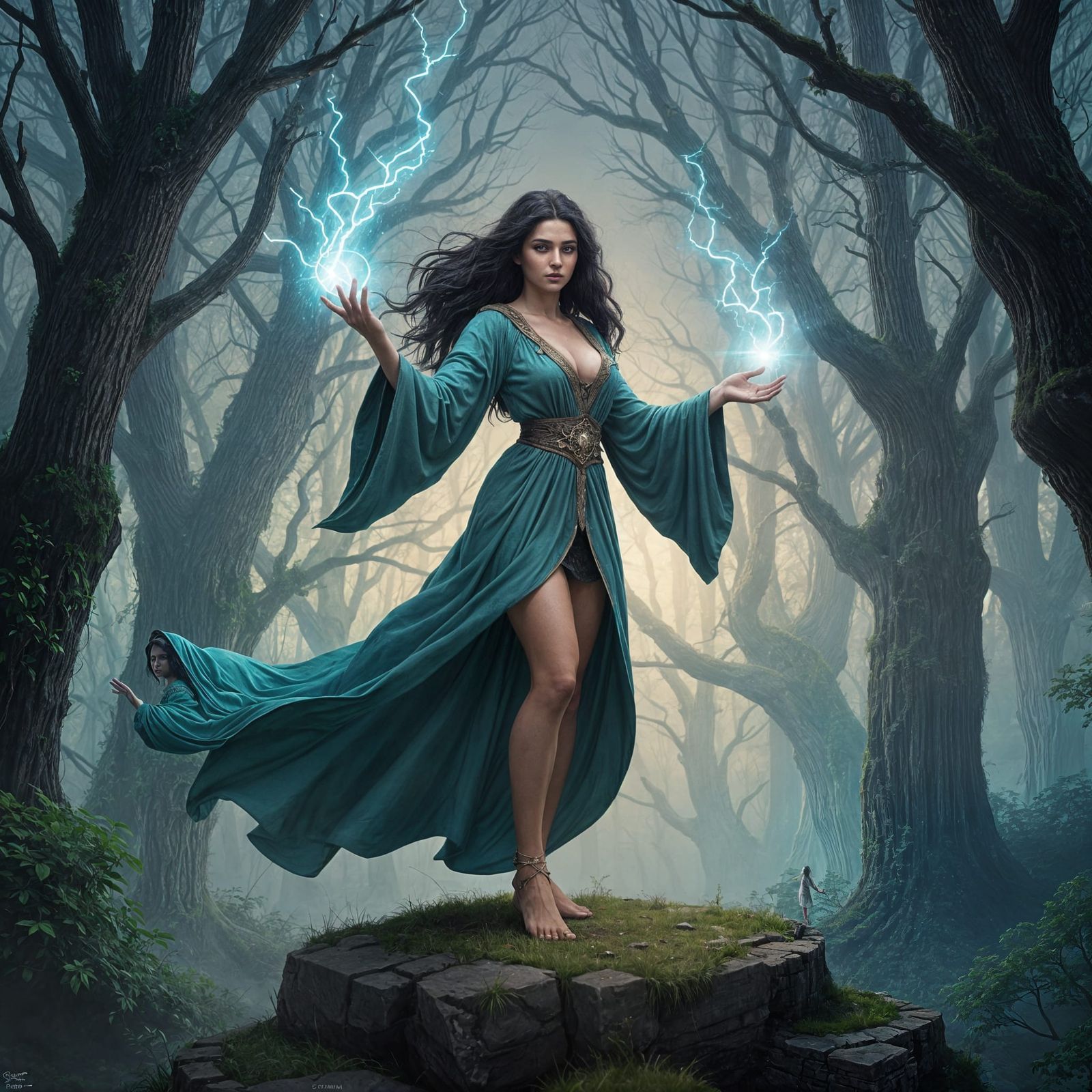 Sorceress Channels Arcane Energy in Twilight Forest