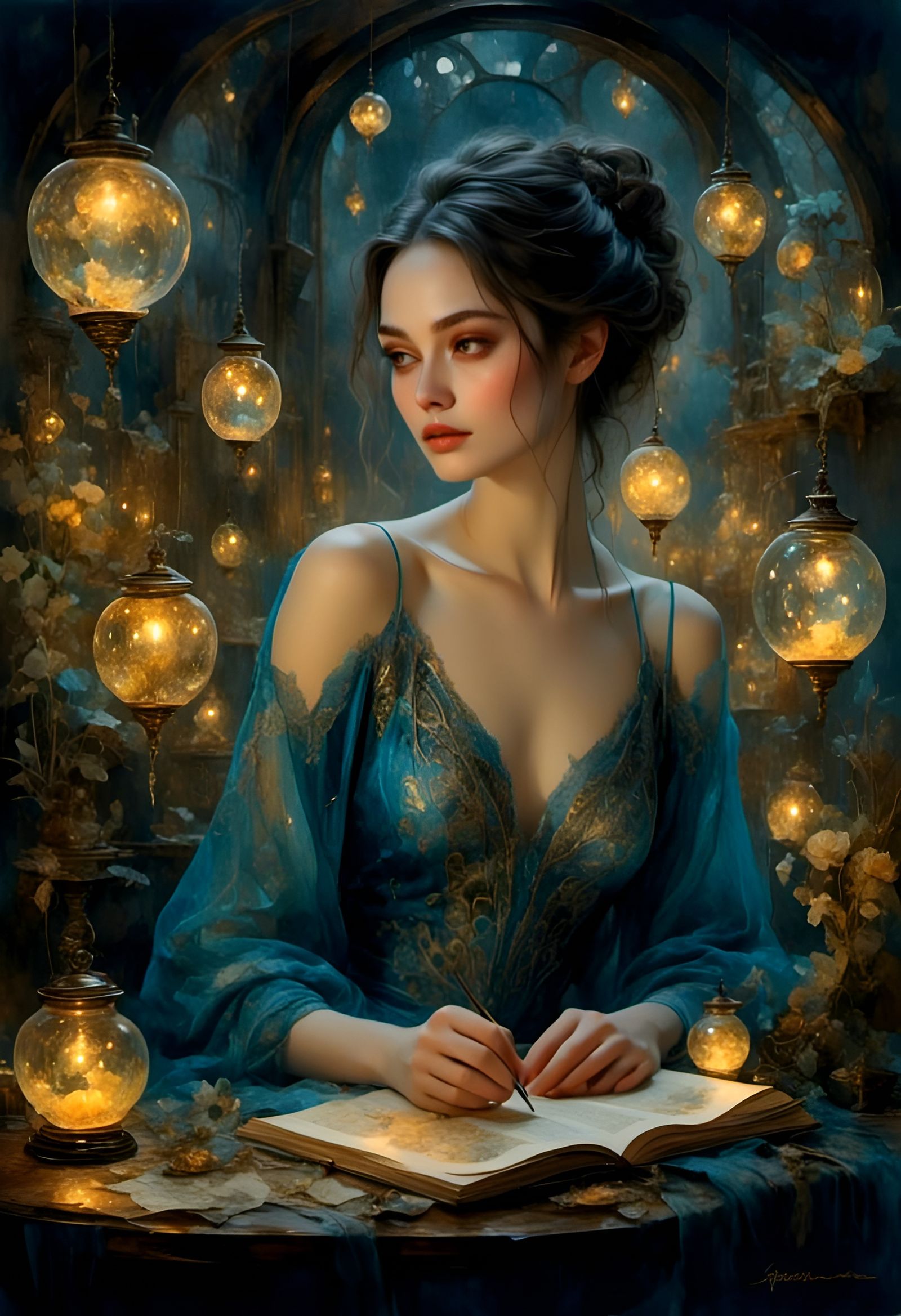 Bioluminescent Elven Kingdom in Watercolor Style