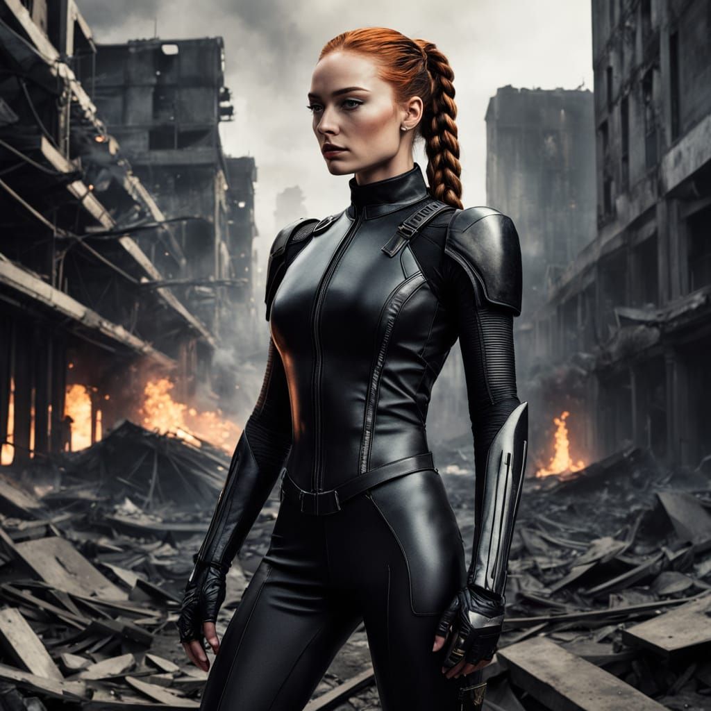 Sophie Turner as Katniss Everdeen in "Hunger Games"