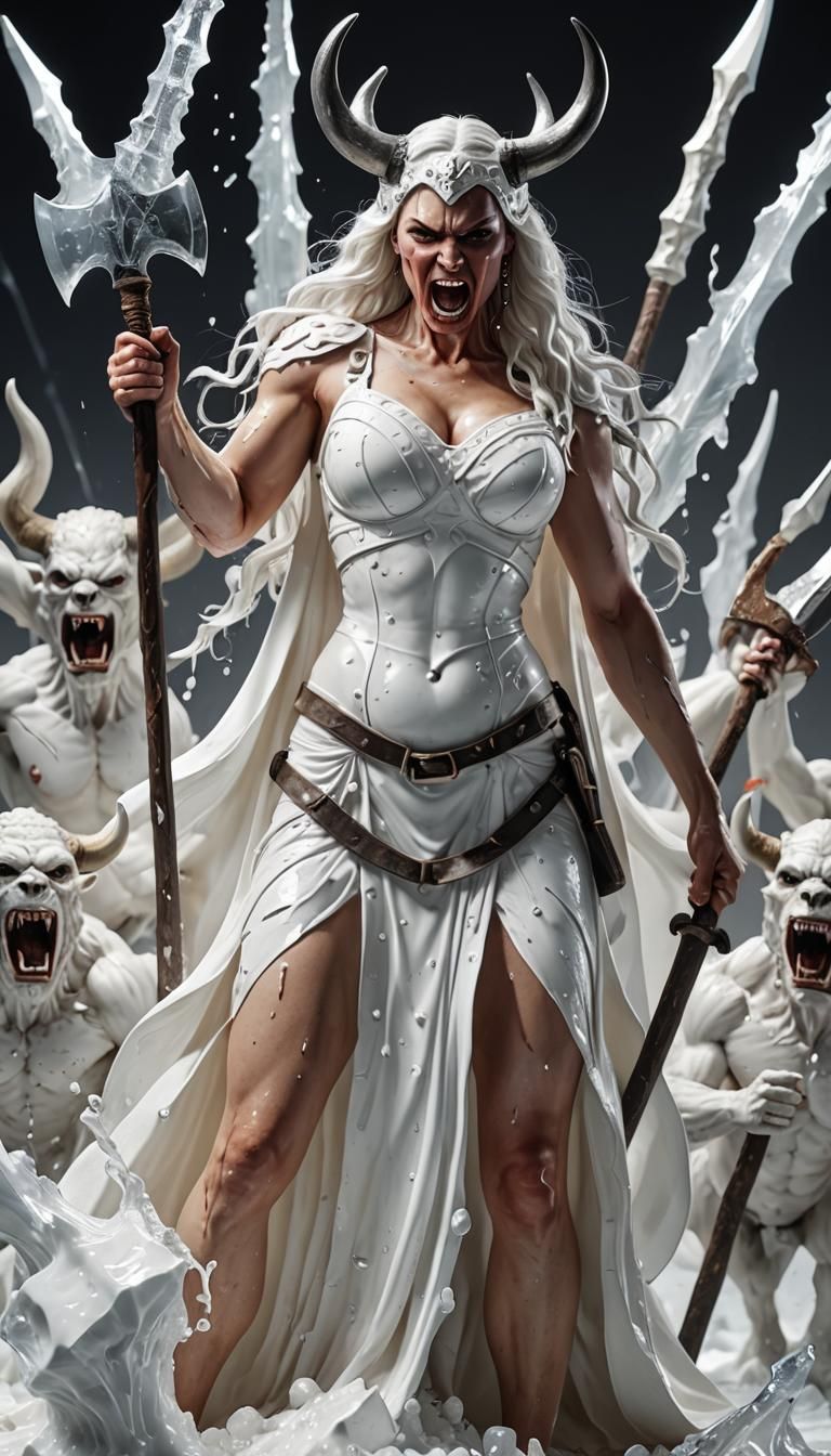 Epic Goddess Unleashes Fierce Fury in Crystal Milk Scene