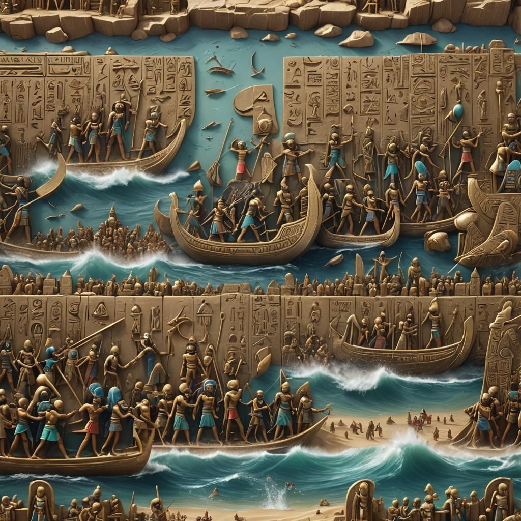 Egyptian Relief of a Battle with Sea People