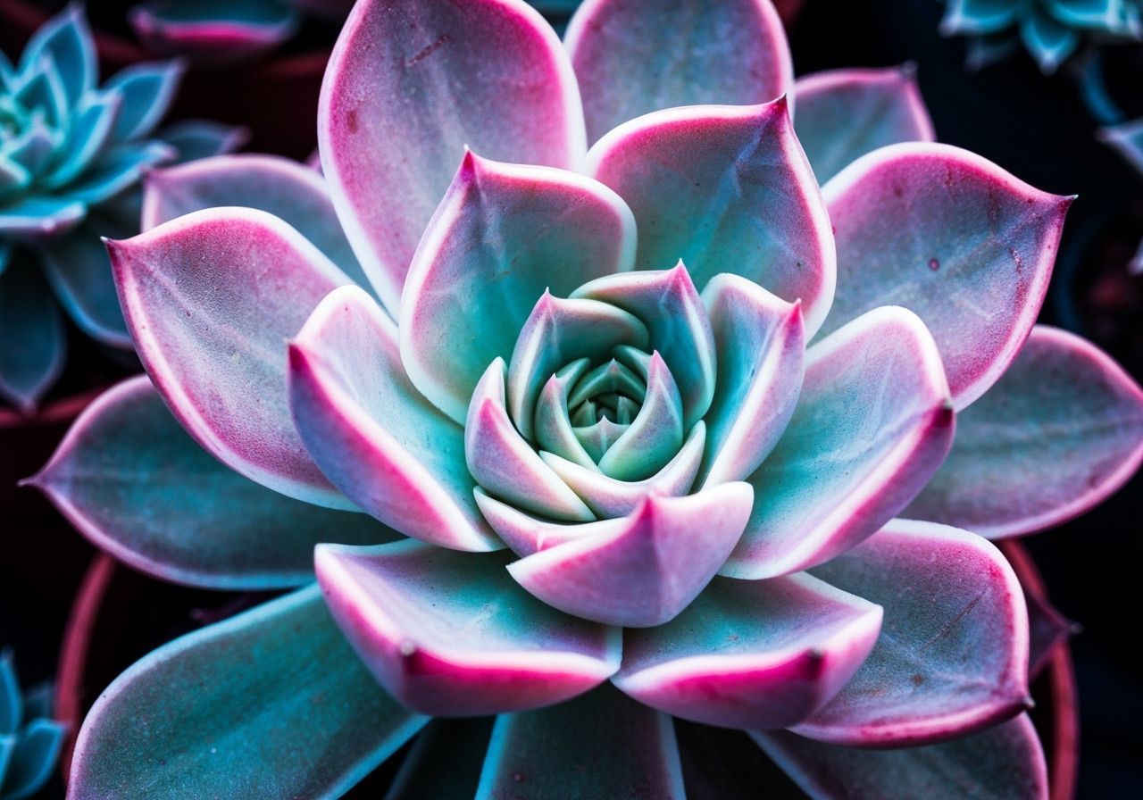 Neon Succulent Close-Up: Hyperrealistic Futuristic Style