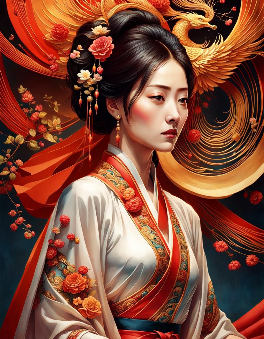 Perfect Woman in Style of Wang Ximeng