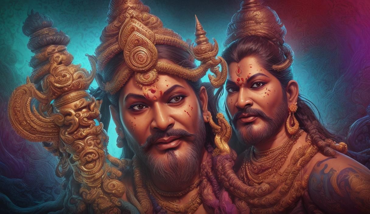 Hyperrealistic Kaala Bhairava Splash Art Portrait