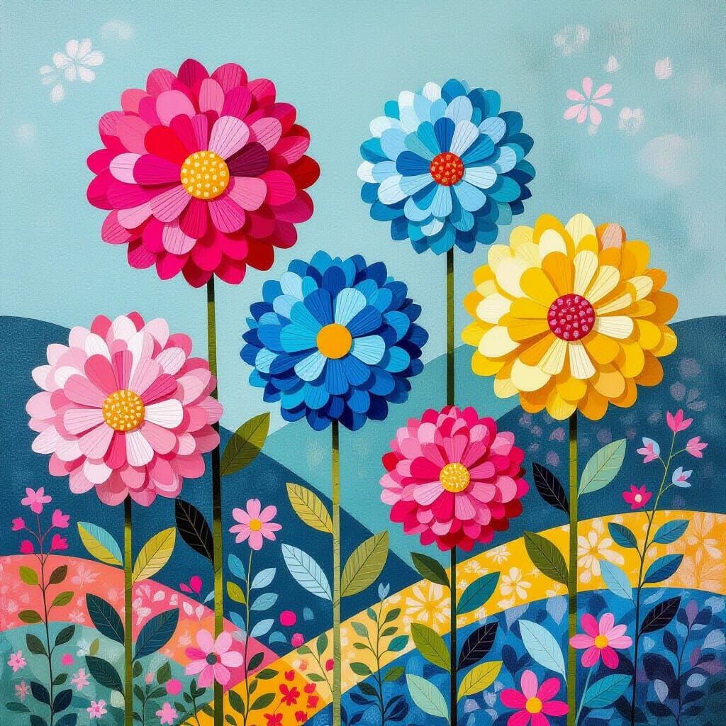Whimsical Pom Poms in Playful Art Style