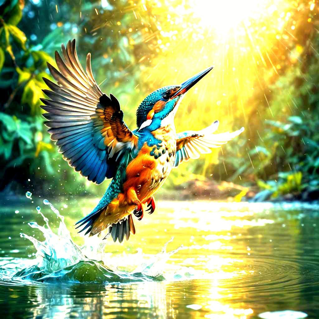 Kingfisher in Early Morning Light: Digital Matte Painting