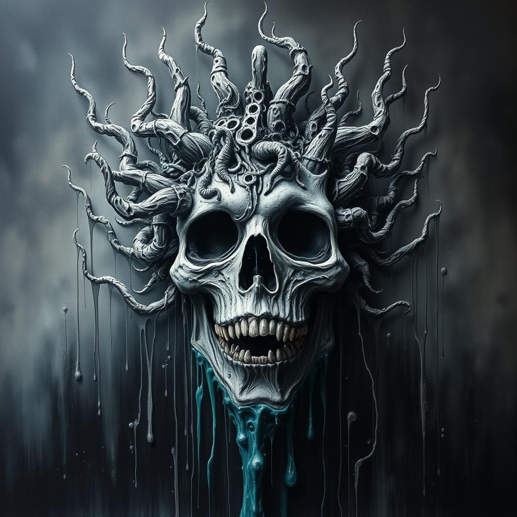 Surreal Metalcore Band T-Shirt Design in Heavy Metal Style