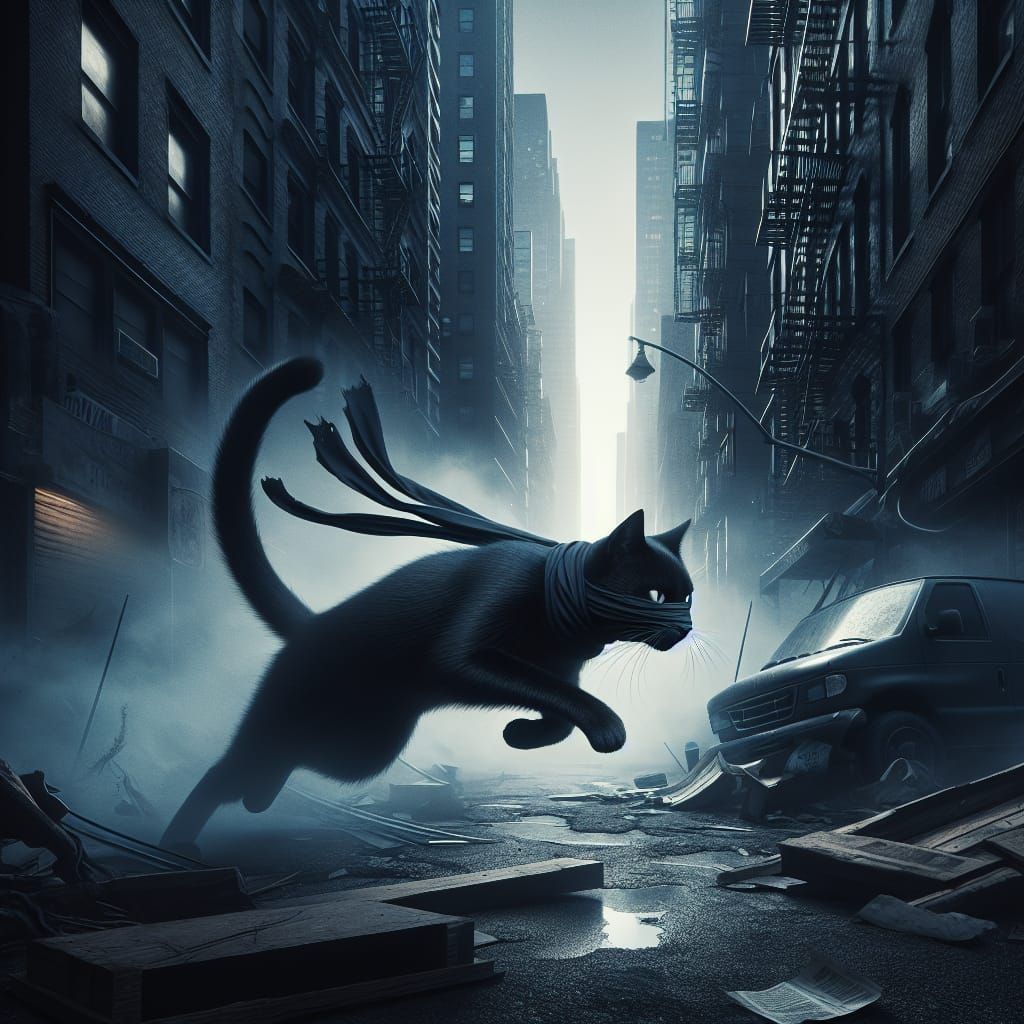 Ninja Cat Assassin in Surreal NYC