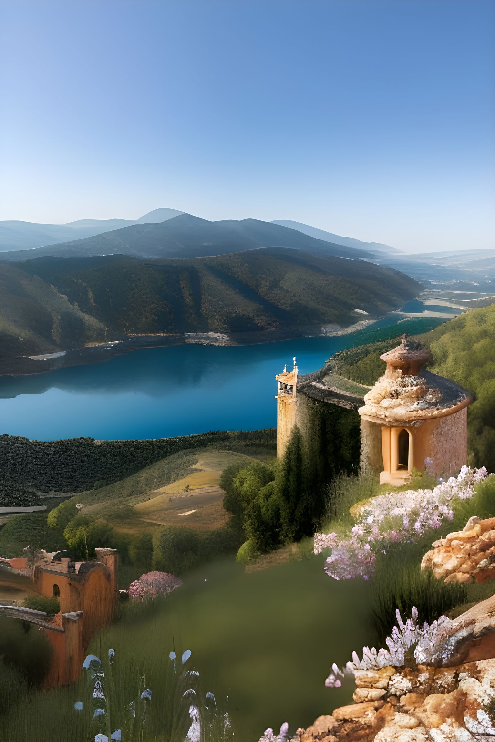 Detailed Painting of a Spanish Coastal Landscape