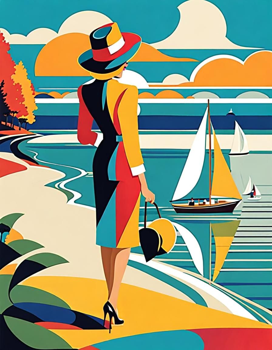 Retro Travel Poster: Chicago Art Deco Woman