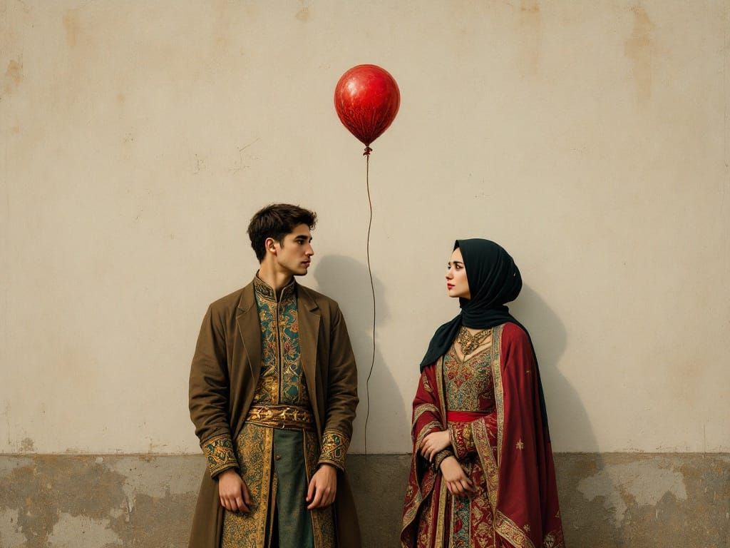 Ottoman Miniature Masterpiece: Introspective Couple with a F...